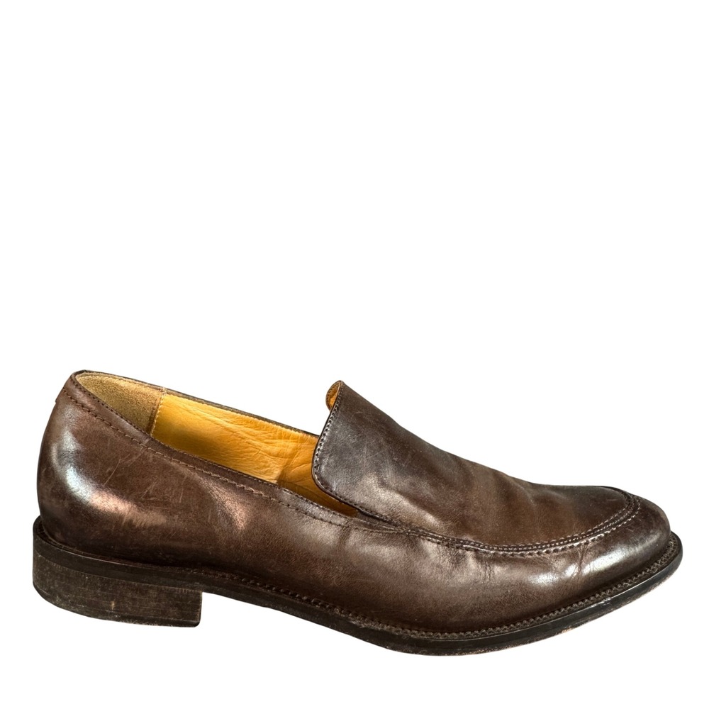Mercanti Fiorentini Mens Brown Leather Apron Toe Loafers Made in Italy Size 13 M
